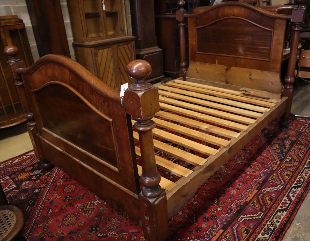 A Victorian mahogany three quarter size head and foot bedstead, width 137cm